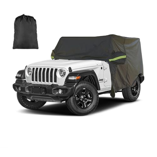 Image of INSAUTO Waterproof Cab Cover for Jeep Wrangler 2-Door (1987-2025), All-Weather Sun, Rain & Snow Protection, UV Resistant, Windproof Outdoor Car Cover with Driver Door Zipper, Perfect for Top-Off Use