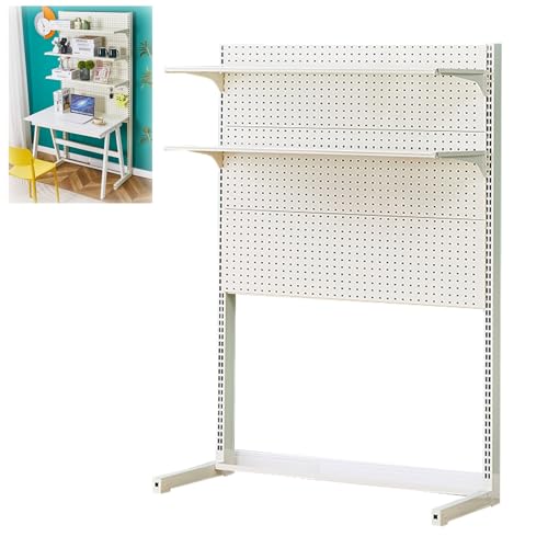Generico Pannello Forato per Attrezzi da Garage, Porta Punte da Trapano, Porta Chiavi Inglesi, Organizer in Metallo Regolabile, Supporto autoportante con Ripiani, Ampi Pannelli forati da 49,6x65 poll