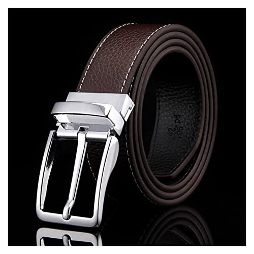 YUNYUN Qqiao Store Doppelseitige Kuh Reversible Echtes Leder Männer Gürtel DressHigh Quality Schnalle Kowskin Casual Gürtel Business Pin Man Gürtel (Belt Length : 95CM, Color : Coffee) Cover