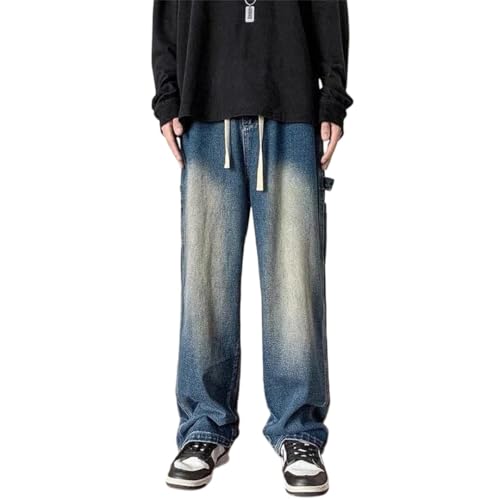 Men Wide Leg Cowboy Pants Trousers Harajuku Korean Soft Style Jeans
