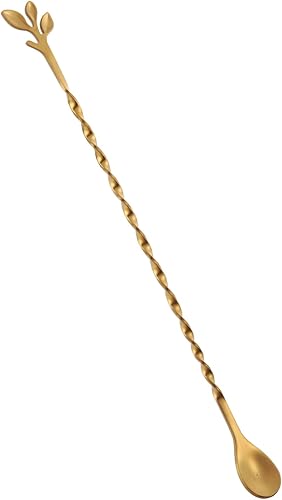 AnSaw Cuchara mezcladora de acero inoxidable de 10 pulgadas, 1 cucharas de barra con patrĂłn de espiral dorado AnSaw Cuchara mezcladora de acero inoxidable de 10 pulgadas, 1 cucharas de barra con patrĂłn de espiral dorado