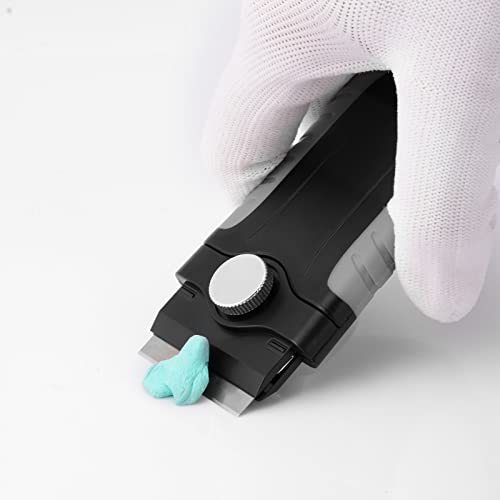 Image of Razor Blade Scraper Tool, Windows, Glass Stovetop Paint Scraper | 10PCS Stainless Steel Blades Bulit-in Blade Storage Container, Removing Paint, Adhesive, Stickers, Labels, Decal,Grease