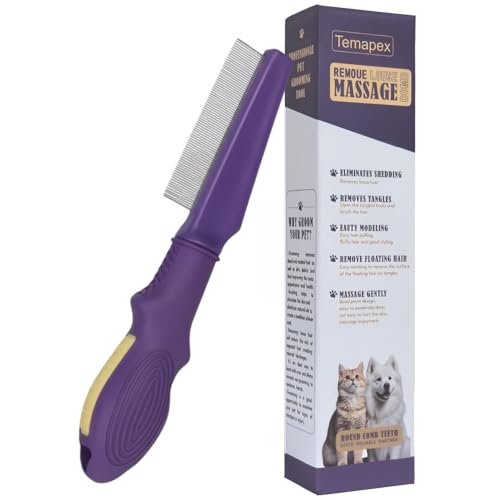 Pet Flea Comb with Rubber Handle