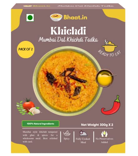 Mumbai Dal Khichdi Tadka | Pack of 2 | Tur Dal & Moong Dal Khichdi | Protein-Rich & Ready-to-Eat meal | Wholesome, Homestyle Comfort Food | No Preservatives | Travel-Friendly Meal