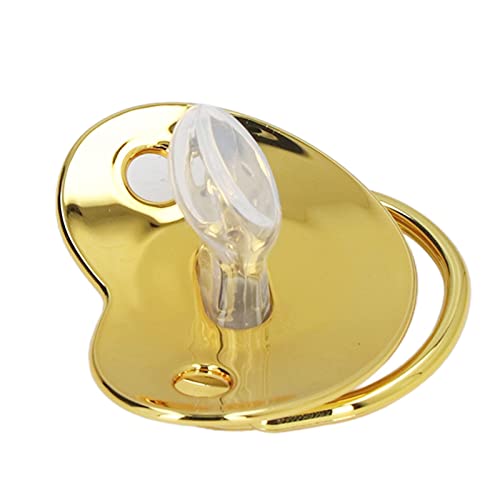Image of Baby Pacifier,Rhinestone Night Pacifier with Chain Clip,Portable Exquisite Golden Crown Letter Cute Pacifier for Infant (D)