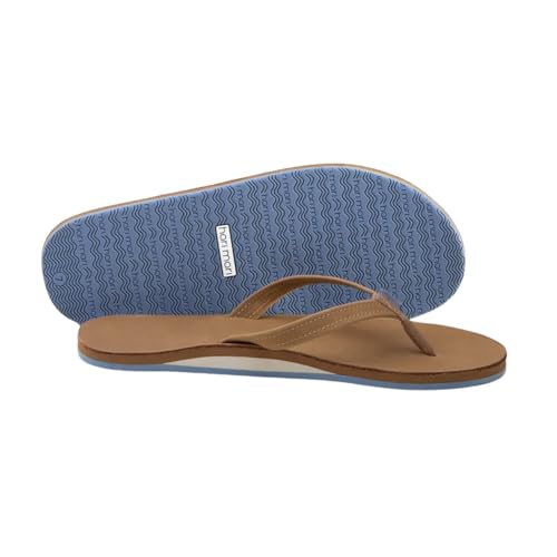 Hari Mari- Fields- Women's Nubuck Leather Flip Flops with Colorful Outsole- No Break Ins, Firm Arch Support, and Beveled Edge to Reduce Tripping