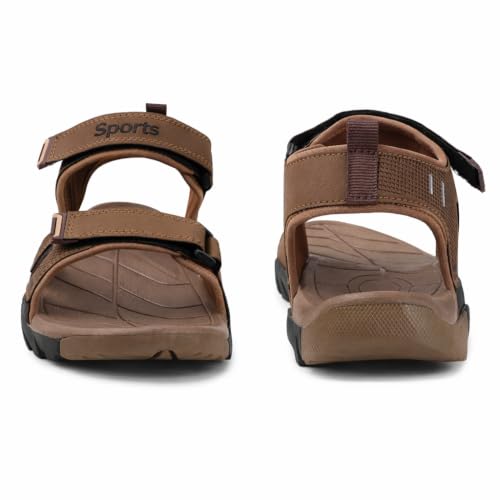 Image of Men's Sports Sandals | Lightweight Outdoor Trekking Sandals | Adjustable Velcro Straps | Cushioned Footbed | Anti-Skid Sole | Comfortable Walking Sandals for Men (Blue /Grey)