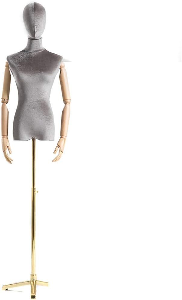 Colorful Fluff Dummy Dummy Golden Base Window Display Prop Clothing Store Women Model Solid Wood arm (E)