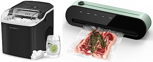 CROWNFUL Ice Makers Countertop, Portable Small Ice Machine with Self-Cleaning & CROWNFUL Automatic Vacuum Sealer Machine