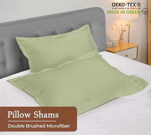 Image of Royale Linens Pillow Shams 2 Pack Queen Size 20x30 Inch- Brushed 1800 Microfiber - Bed Pillow Shams, Wrinkle Resistant Super Soft and Cozy- Back Overlap Closure - Oxford Pillowcase (Queen, Sage Green)