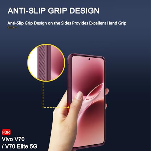 Image of TheGiftKart Liquid Silicon Back Cover Case for Vivo V70 / V70 Elite 5G | Shockproof Military Grade Protection | Micro-Fibre Cloth On Inner Side | Built-in Anti-Slip Grip Cover Case (TPU, Passion Red)