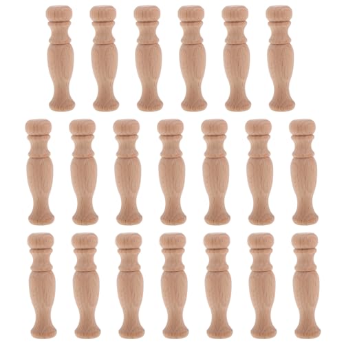 Lurrose Husillos de Madera para Decoración del Hogar Tallado Detallado Estilo Romano Clásico, 20 Piezas para Manualidades y Muebles de Madera Beige