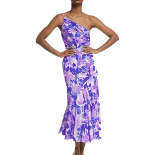 Robe de fête imprimé floral asymétrique style chic et glamour
