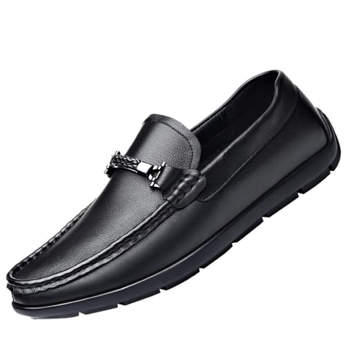 Men's Genuine Leather Slip-On Driving Moccasins Soft Sole Comfortable Casual Loafers Breathable Dad Shoes