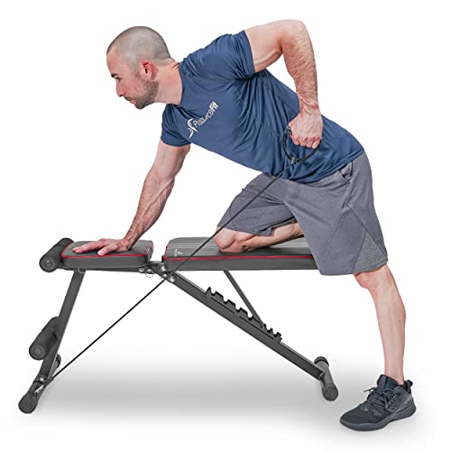 Prosourcefit Foldable & Adjustable Multi-Purpose Weight Bench With Resistance Band For Home And Gym Full-Body Strength Training Workouts, Fitness Exercises And Weight Training Black #TOP5