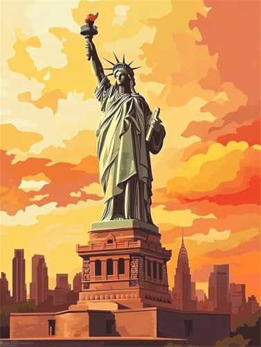 Pintura por números adultos Estatua de la Libertad kit DIY óleo lienzo 40x50 cm sin marco