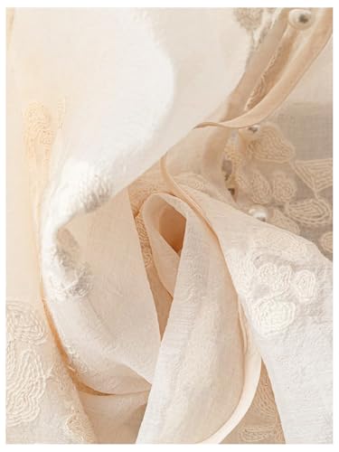 GORGLITTER Women's Peasant Blouses Floral Embroidered Tops Long Sleeve Tie Front Button Up Boho Tunic Shirt4