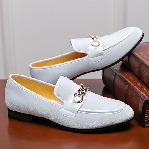 Erphpre Paul Loafers for Men Velvet Dress Shoes of Fashion Gold Buckle Smoking Penny Wedding