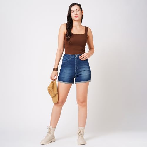 Image of Globus Women Black Slim Fit Mid Rise Hot Short