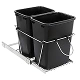 SUPER DEAL Double Pullout Trash Can 35 Quart Under Counter Dual Compartment Recycling Bin Sliding Waste Bin Kitchen Container