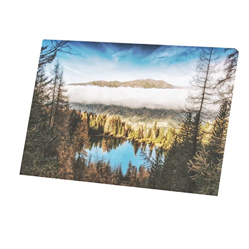 Poster Montagne Lac Nuage Blanc | Toile Imprimée Déco Murale 60x40cm