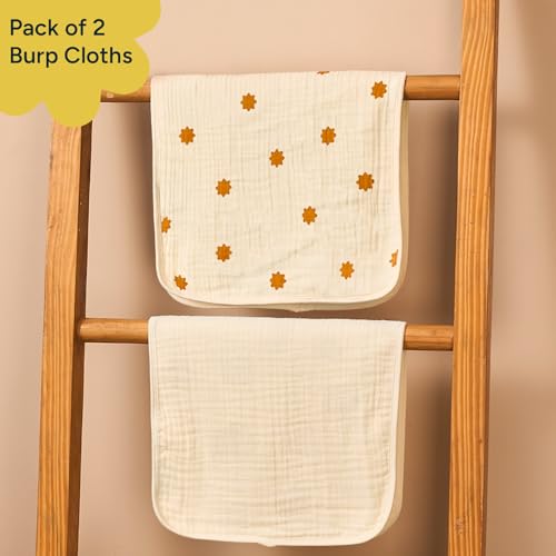 Image of NINTARABABY Burp Cloths - 100% Organic Muslin Cotton, Pack of 2