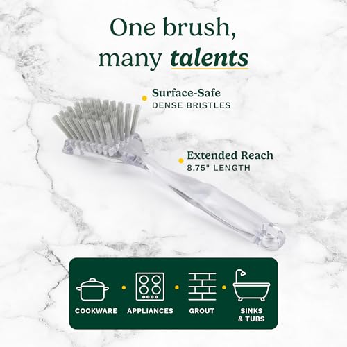 Image of Cuisinart Dish Brush with Handle 2 Pack - Kitchen Scrub Brush for Dishes, Pots & Pans, Non-Scratch Dish Scrubber, Firm Bristles for Sink & Cookware, Comfortable Grip for Everyday Cleaning