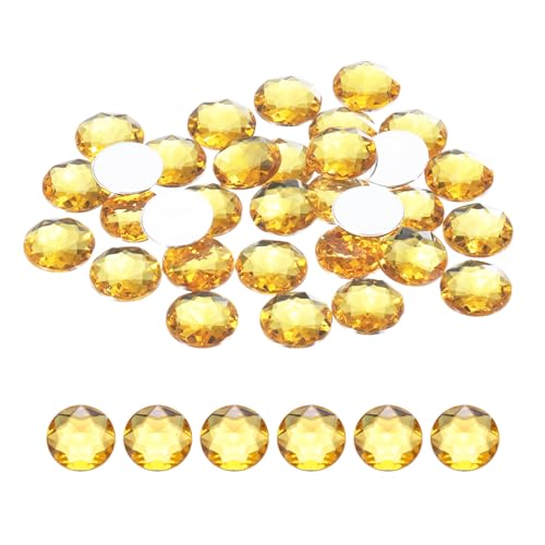 Image of MECCANIXITY Flat Back Round Acrylic Rhinestones,20mm Yellow Flatback Crystal Rhinestones for Crafts Clothes Shoes DIY Decoration Gifts 50Pcs