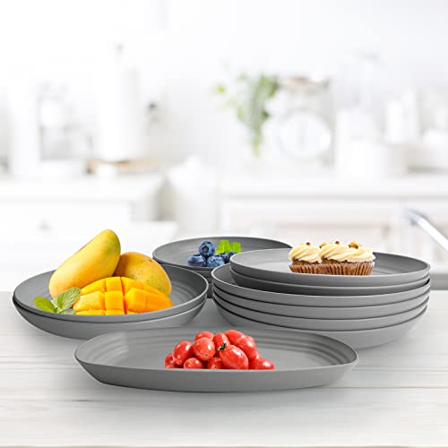 Greenandlife 4Pcs/8.8Inch Dishwasher & Microwave Safe Dinner Plates - Lightweight & Unbreakable,Non-Toxin, Bpa Free And Healthy For Kids Children Toddler & Adult (Grey) #TOP6