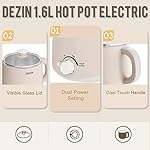 Dezin Electric Pot, 1.6L Ramen Cooker, Hot Pot Electric Stainless Steel, Multifunctional Cooker for Egg, Pasta, Soup, Porridge, Oatmeal with Temperature Control and Keep Warm Function - Image 2
