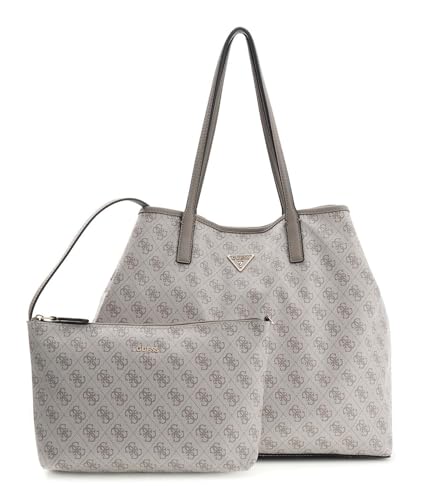 GUESS Schultertasche Shopper Eco Victtoria Large 2 In 1 Tote Dark Taupe Logo