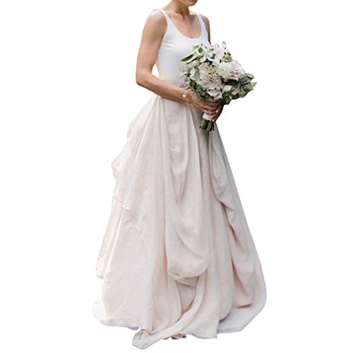 WDPL Women's A-line Ruffles Pleates Blush Pink Bridal Wedding Skirt