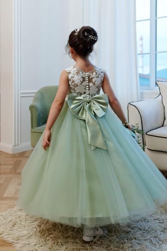 Sleeveless Flower Girl Dress with Bow Knot 2025 Sleeveless V Neck Formal Ball Gowns4
