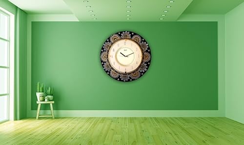Image of Ajanta 41 CM MDF Wooden Wall Clock with Printed Ethnic Design, Tic TOC Movement for Home Living Room Office