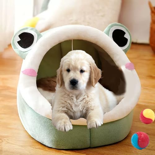 Dog Beds for Small Dogs-Cat Beds for Indoor Cats, Cute Frog Shaped Pet Bed for Puppy and Kitten, Lit Pour Chien with Slip-Resistant Bottom, Bunny Bed