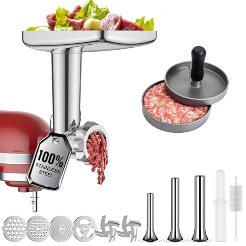 Comparison: Best Meat Grinder Attachment For Kitchenaid Stand Mixer 9 Stainless Steel Meat Grinder for KitchenAid Mixer, Meat Grinders, Sausage Stuffer, Burger Press, For Kitchen Aid Meat Grinder Attachment for KitchenAid Stand Mixer, Dishwasher Safe