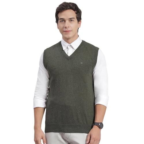 Image of Monte Carlo Off White Solid V Neck Sweater | Warm Woolen Pullover for Men | Soft Comfortable Knitted Winter Wear Sweater for Men's