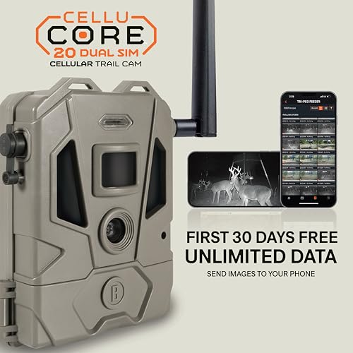 Bushnell CelluCORE 20 Dual-SIM Cellular Trail Camera - 20MP Image and 1080p HD Video, No Glow Infrared Night Vision, Wireless Connectivity with Dual SIM Card Support,Slate Green