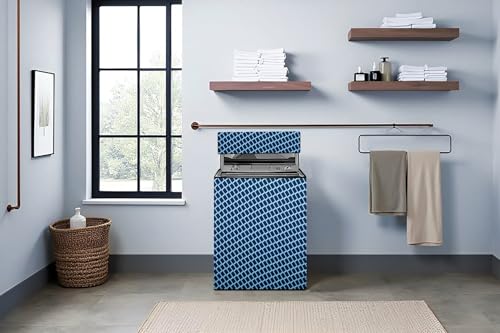 Image of Stylista Polyester Washing Machine Cover Compatible for Godrej 7.5 KG Fully-Automatic Top Loading WTEONALLUREEC7.5ROGRCAN, Check Blue