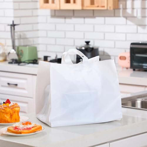 Bulyoou CHS-BULYOOU-56973 50 Pcs Half Tray Catering Bags Take Out Bags Bulk 14 Inch X 11.5 Inch X 12 Inch Catering Bag With Cardboard Bottom And Soft Loop Handles thumb #5