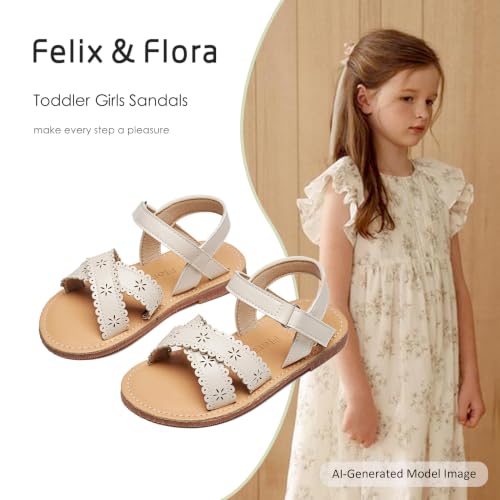 Image of Felix & Flora Toddler Girl Sandals - Little Girl Easter Dress Shoes Lightweight Open Toe Beach Holiday Flats