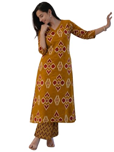 Image of ANNI Designer Co Ord Set for Women Viscose Printed | Straight Kurta Palazzo Set for Woman | V Neck 3 /4 Sleeve Ethnic Dress Stylish Coord Outfit Trendy Womens Clothing