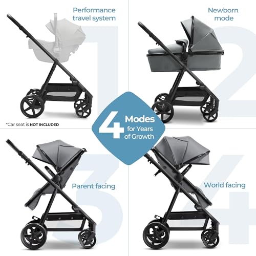 Image of Mompush Baby Stroller, Convertible 2-in-1, Infant Car Seat Compatible, Includes Adapter - Sturdy Full-Size Infant Stroller for Family Adventures