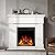 R.W.FLAME 43” Electric Fireplace Mantel Wooden Surround Firebox, TV Stand with Freestanding Electric Fireplace, Remote Control, Adjustable Led Flame, 750W/1500W Pearl White