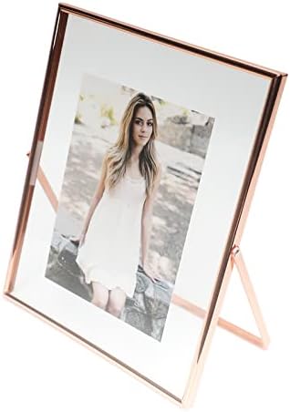 AhaGo Floating Picture Frame (Rose Gold, 8"x10") , For Multiple Photo Sizes (7x9, 6x8, 5x7), Vertical Adjustable Tabletop Photo Frame, Classy Gift Choice for Halloween, Thanksgiving, Christmas, Home or Wedding Decoration