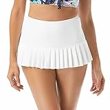 Beach House Sophie High Waisted Swim Skirt for Women — Retro Swimsuit Bottom, White 12