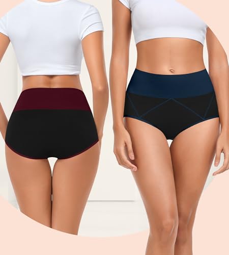 Image of DUKAWA High Waisted Underwear Womens Cotton Soft Breathable Briefs Ladies Panties Multipack (Regular & Plus Size)