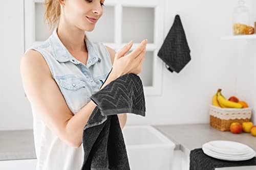 ATEN Homeware Pure Cotton Terry Towels Set - Stylish Pack of 3 Kitchen Towels 50 x 50 cm, 100% Ring Spun Egyptian Cotton Super Soft and Absorbent (Grey)