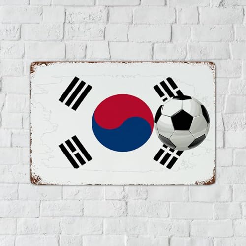 Panneau en métal football Corée du Sud drapeau déco murale