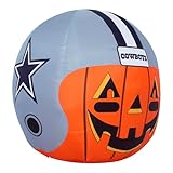 Sporticulture NFL Dallas Cowboys 4ft Inflatable Jack-O’-Helmet with LED Lights & Built-in Blower - Halloween Merchandise Decor Ideal for Lawn, Front Yard, and Backyard Party Decoration